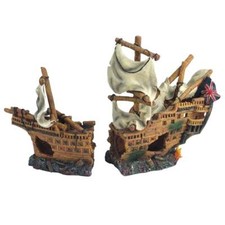 Aquarium Tank Ornament Aqua One Wooden Galleon Decoration 42 x 14 x 26cm