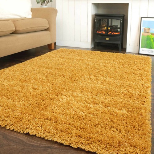 Ochre thick shaggy rug - ochre,