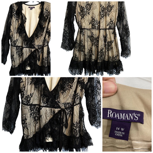 Roamans 14w black lace long - 14w,