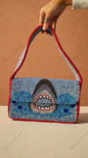 Handmade Beaded Shark Clutch
