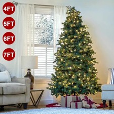 Christmas Tree Xmas Tree 4FT 5FT 6FT 8FT With LED Lights Fairy Outdoor Decor UK
