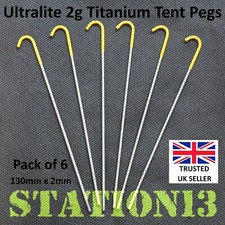 Ultralight Titanium Tent Pegs (130mm x 2mm) Pack of 6 - Just 2 grams Brand New!!