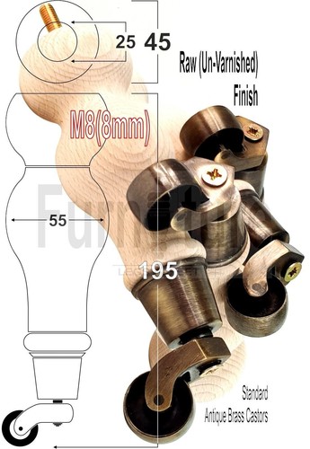 Turned wood furniture leg - wood,