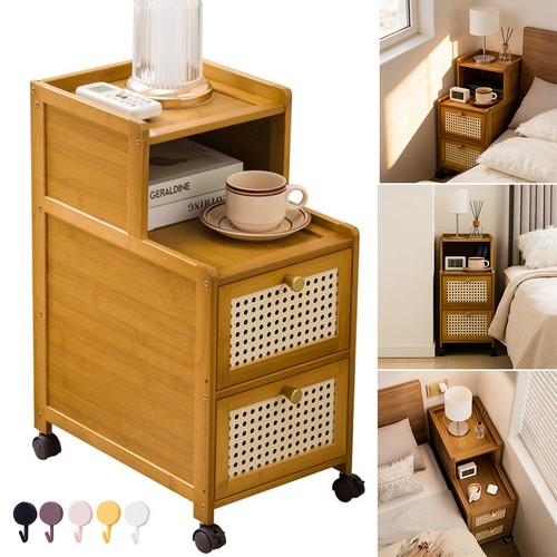 Rattan bedside table drawer - bedside,
