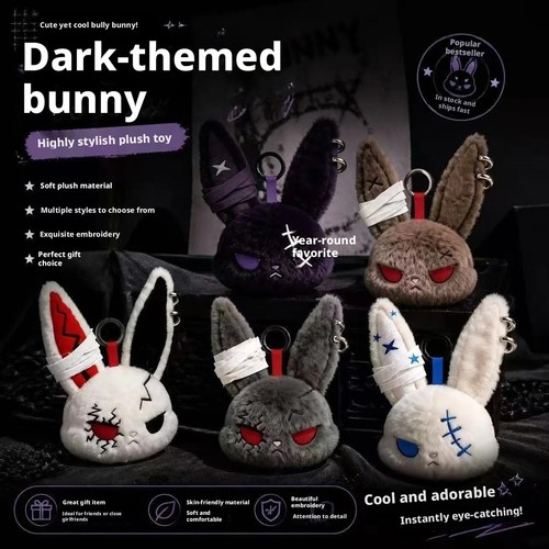 Gothic bunny plush keychain - bunny,