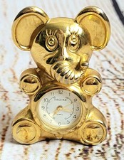Deluxe Vintage 2000s Miniture Gold Coloured Cute Elephant Clock