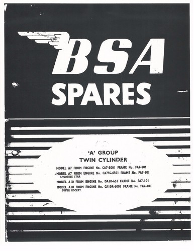 Bsa parts manual - parts, 1958