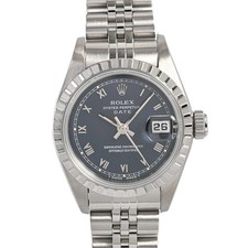 ROLEX Oyster Perpetual Date 69240 Blue Case Size 25mm Ladies Used Watch #10109