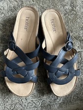 HOTTER Navy Blue Leather Slip On Sandals ‘Coral’ Size 6 UK