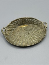 Vintage Brass Etched Trinket Dish Miniature 96g