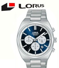 Lorus RT363KX9 Chronograph Blue Panda Dial SS Brace Watch RRP £109.99 2 Yr Guar