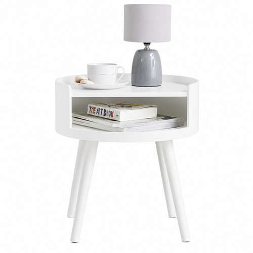Modern white side - table, round