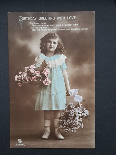Postcard birthday girl 1915 - birthday,