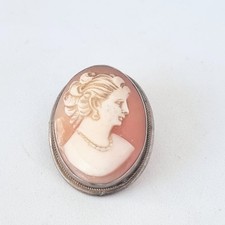 silver and shell cameo brooch, small size, 800 silver German