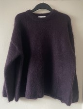 H&M Dark Purple Mohair Blend Crew Neck Oversized Jumper Sz M BNWT  