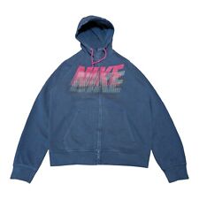 Nike Mens Spellout Hoodie Full Zip Navy/pink Jumper Size- Small