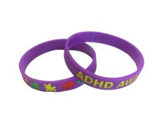 ADHD Awareness Wristband Bracelet Autism Purple Silicone Rubber Support Charity