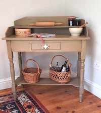 Antique Victorian Pine Washstand Front Drawer Gallery Top Lower Shelf