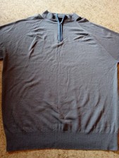 Glenbrae Mens Size XL  Quarter Zip Merino Wool Grey Jumper