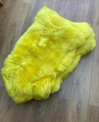 Yellow sheepskin rug - yellow, genuine