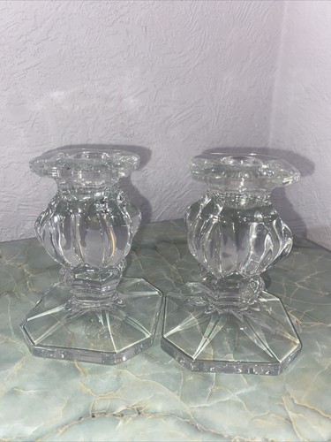 Pair lead crystal candle - crystal,