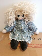 Beautiful Soft Rag Doll with Blue Flowered Dress 