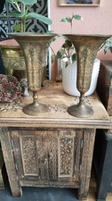 Pair Of Etched Brass Vases