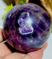 Large 349g /62mm Chevron Dark Purple Amethyst Crystal Ball Sphere Stone Globe