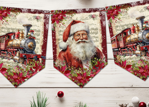 Christmas bunting santas polar - christmas,