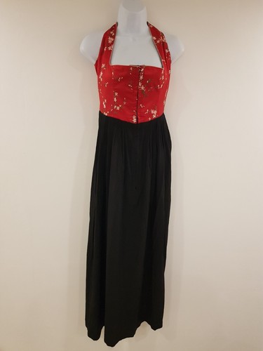 Vintage dress red black floral - red,