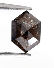 0.86ctw Hexagon Shape Brilliant Cut Diamond, Natural Brown Diamond 7.7x5.2mm