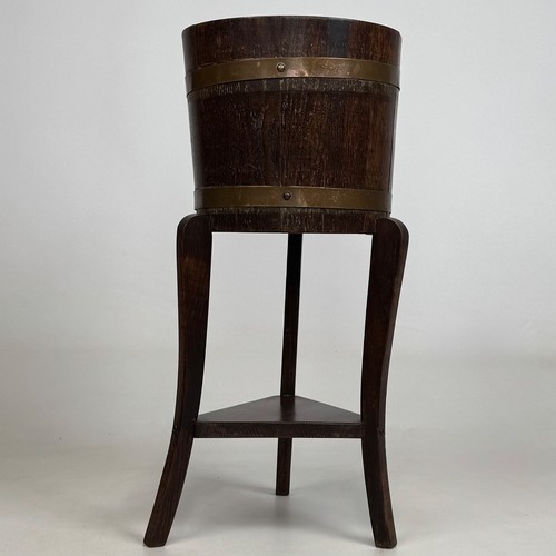 Antique small oak barrel - barrel, plant