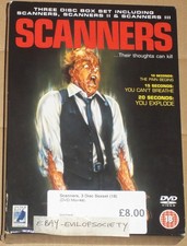 scanners 1 - 3 trilogy, cronenberg, horror, anchor bay, 3 dvd's, boxset, used