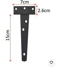 2 Tee Hinges 6" Medium Duty T Hinge Door Gate Shed Black Pair