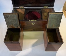 Antique Victorian Rosewood Tea Caddy c1840, Sarcophagus Style, Lift Out Caddies