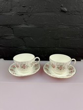 2 x Minton Spring Bouquet Breakfast Cups 10 cm Wide and Saucers Set RARE