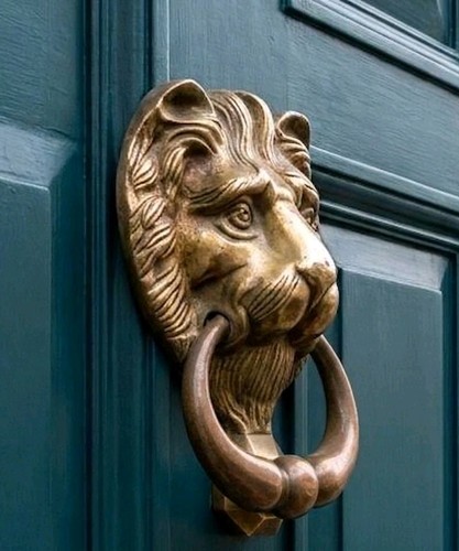 Solid brass lion head - solid, door