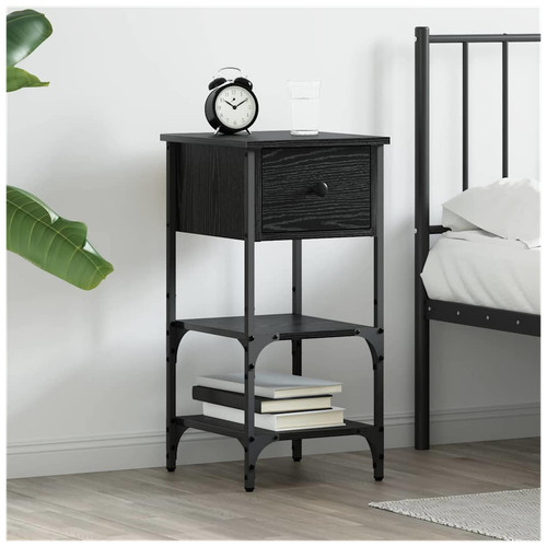 Bedside table black - black, solid
