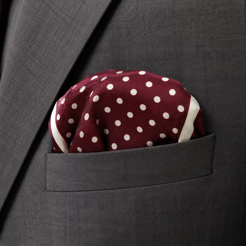 Premium silk maroon pocket - premium,
