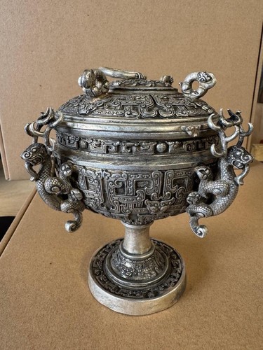 Chinese censer silvered - chinese,