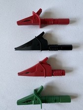 2 x Red, 1 x Green, 1 x Black Cliff 10A 1000V CAT II Crocodile Test Clips