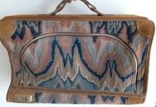 Vintage Travel Bag Neiman Marcus Suede Aztec Boho Tapestry Large Holdall Carpet 