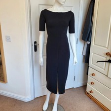 Zara Bardot Top Pencil Skirt Short Sleeve Black Midi Dress - Size XS