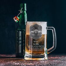 Engraved Personalised 18th Birthday Men's Pint Glass Tankard with Pewter Feature