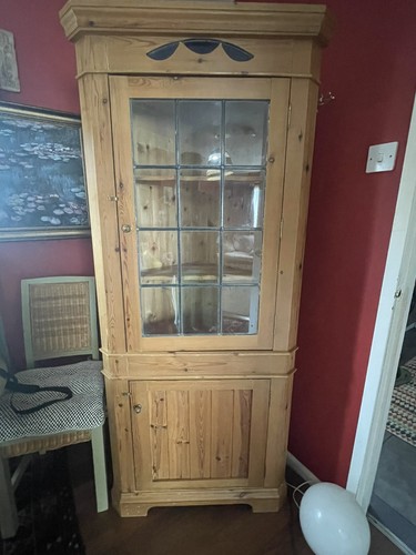 Pine corner cupboard - pine,