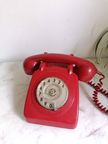 Vintage red rotary dial - rotary,