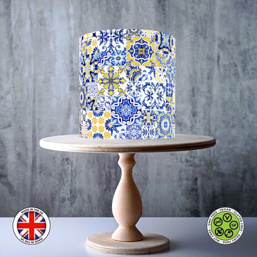 Blue yellow azulejo - blue,