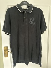 Marc Ecko Black Men’s Polo Shirt Size Large Skull Rare Cut & Sew 100% Cotton