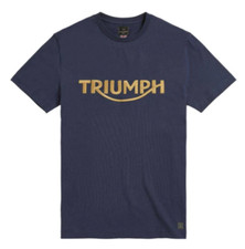 TRIUMPH SHIRT GENUINE TRIUMPH BAMBURGH T-SHIRT NAVY BLUE TRIUMPH T SHIRT LARGE