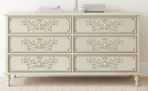 Floral stencil scroll french - stencil,